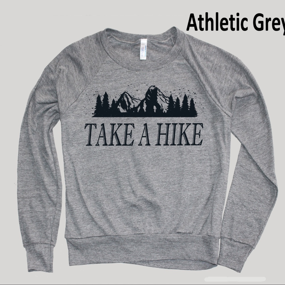 $50 Take A Hike Print Raglan Sweater LRG Grey